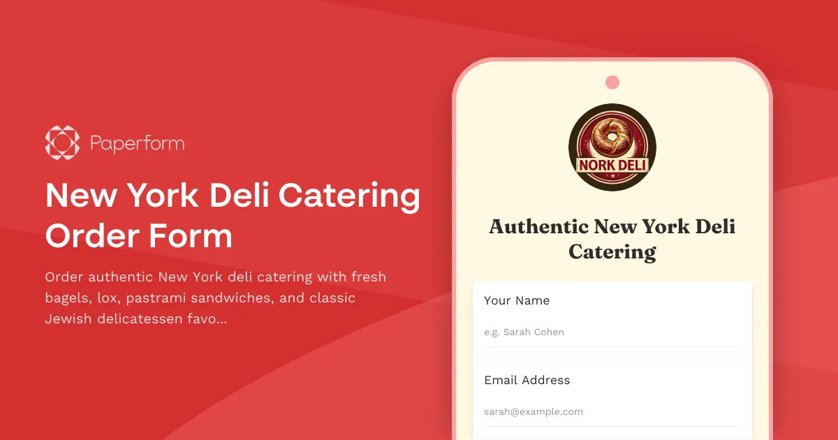New York Deli Catering Order Form