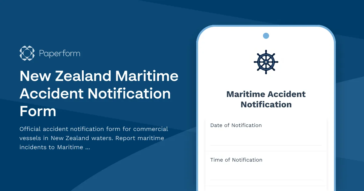 New Zealand Maritime Accident Notification Form
