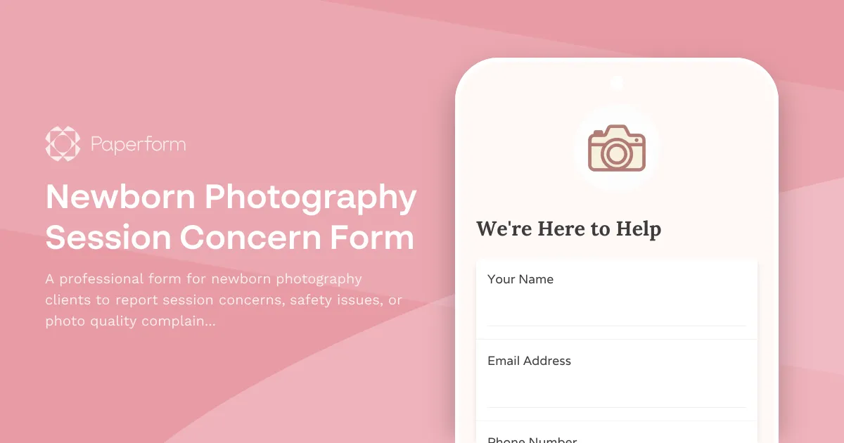 Newborn Photography Session Concern Form