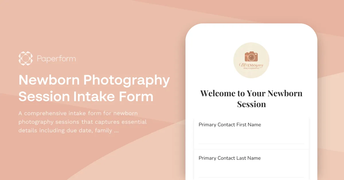 Newborn Photography Session Intake Form