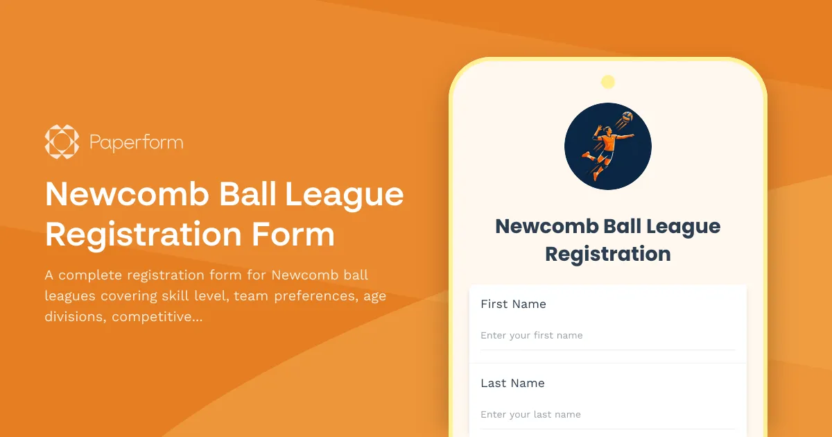 Newcomb Ball League Registration Form