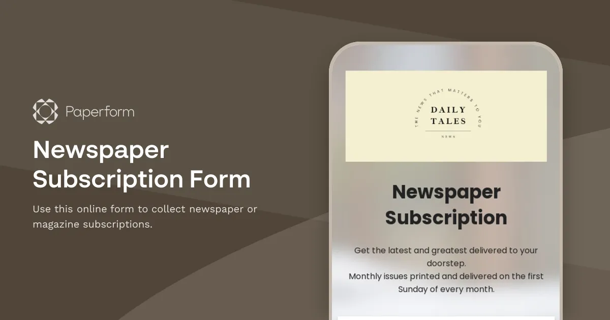 Newspaper Subscription Form