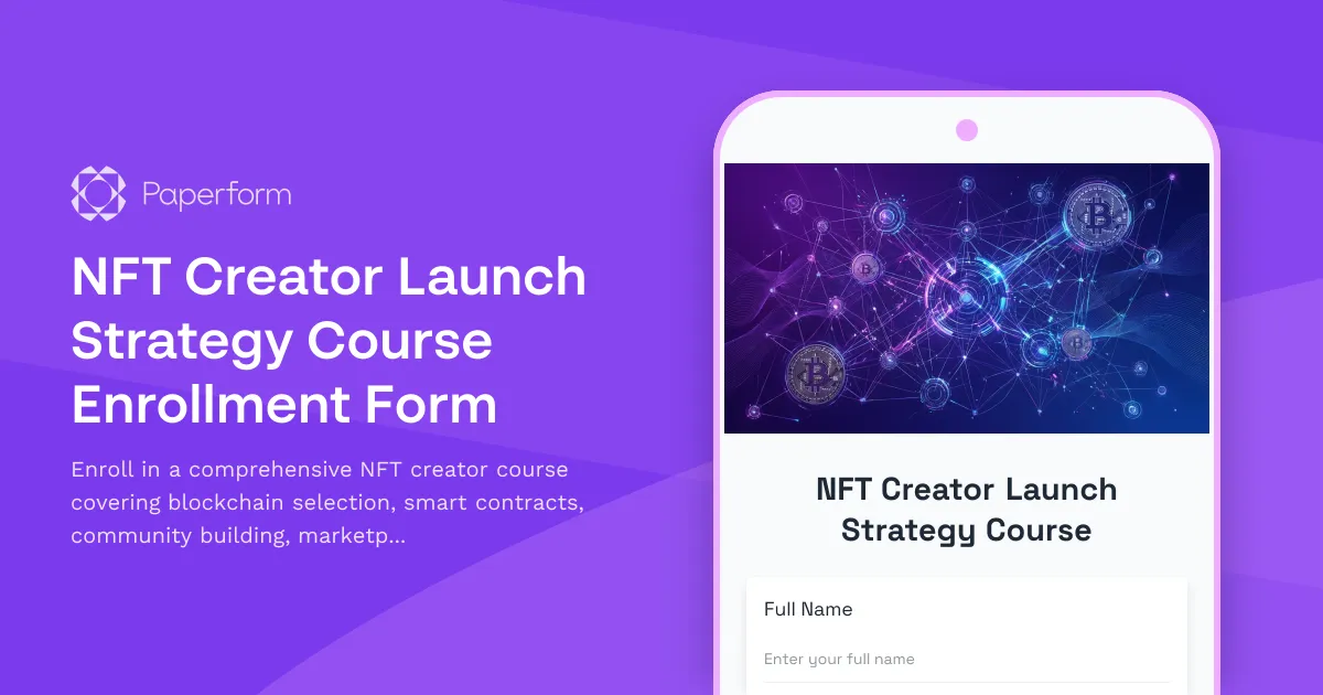 NFT Creator Launch Strategy Course Enrollment Form