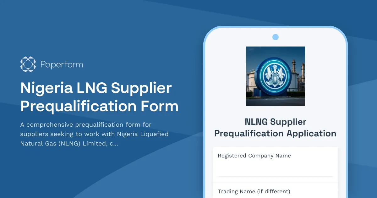 Nigeria LNG Supplier Prequalification Form