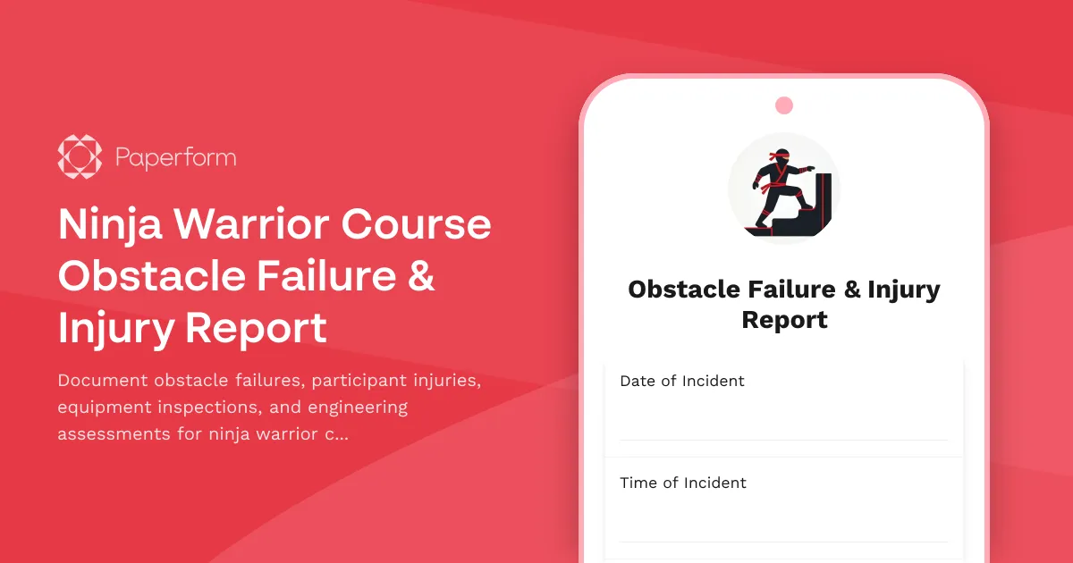 Ninja Warrior Course Obstacle Failure & Injury Report