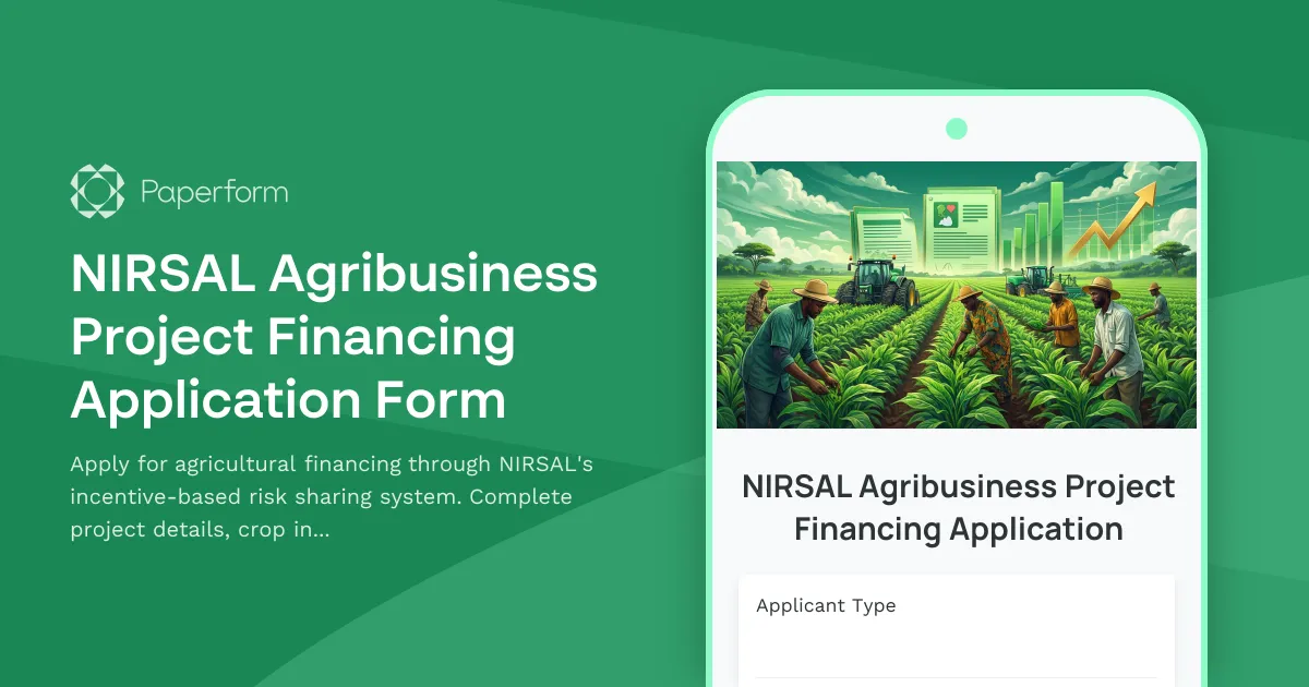 NIRSAL Agribusiness Project Financing Application Form