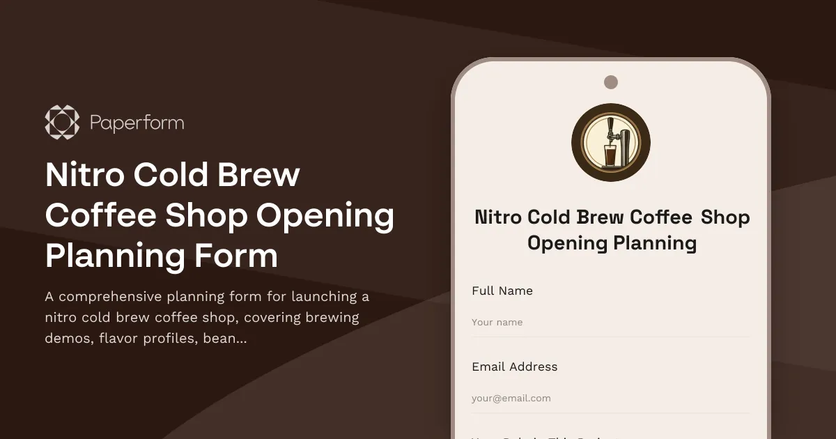 Nitro Cold Brew Coffee Shop Opening Planning Form