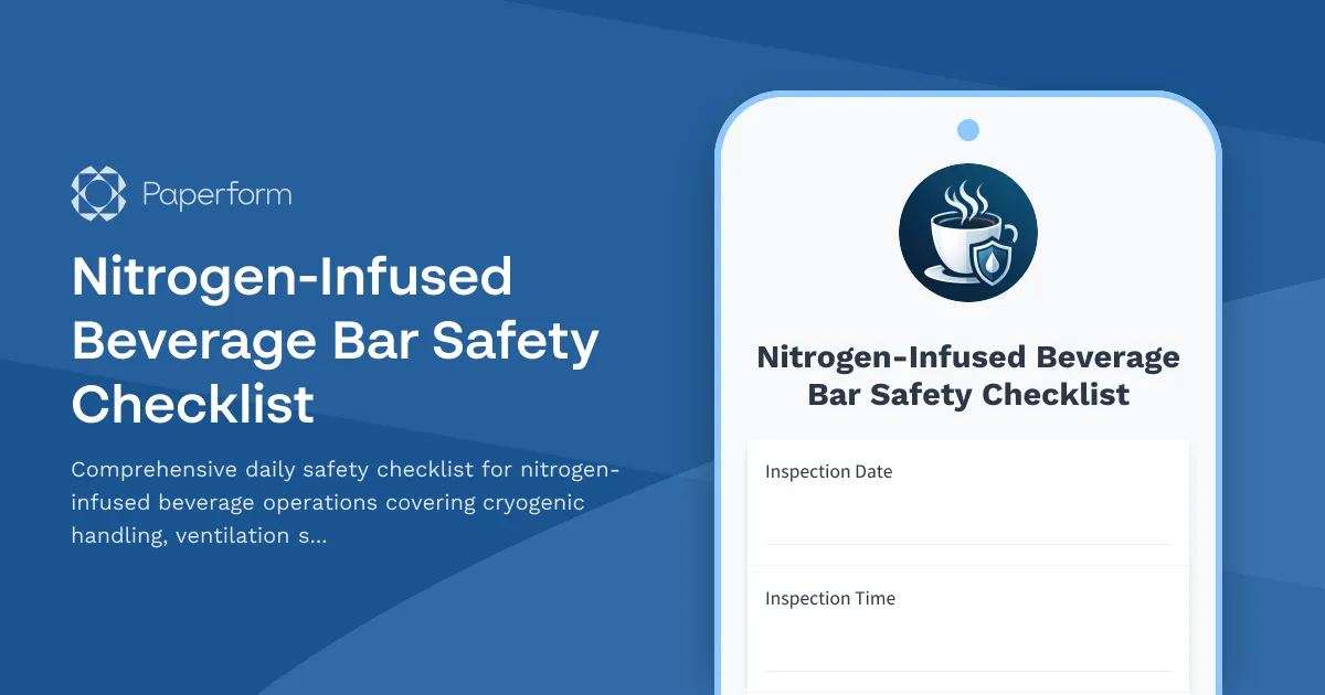 Nitrogen-Infused Beverage Bar Safety Checklist
