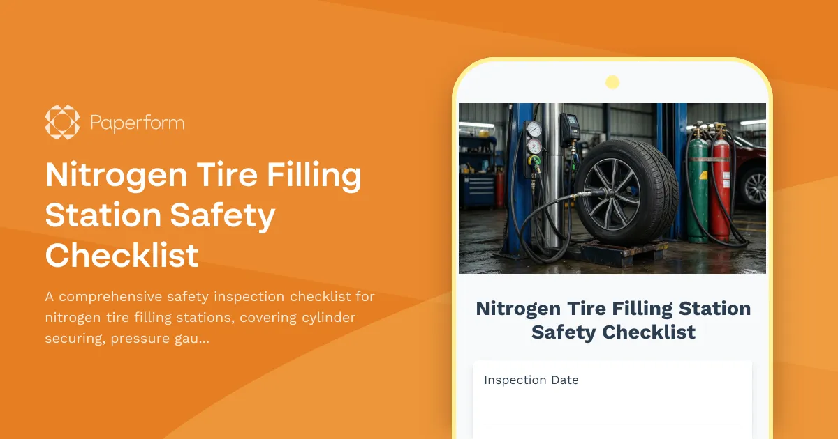 Nitrogen Tire Filling Station Safety Checklist