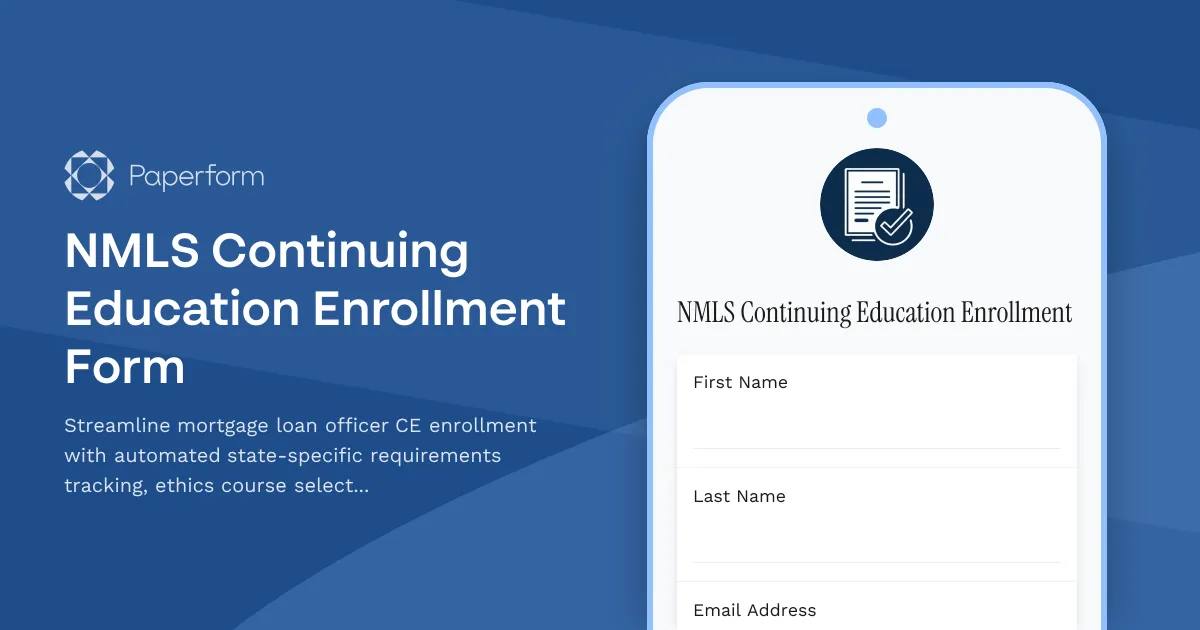 NMLS Continuing Education Enrollment Form