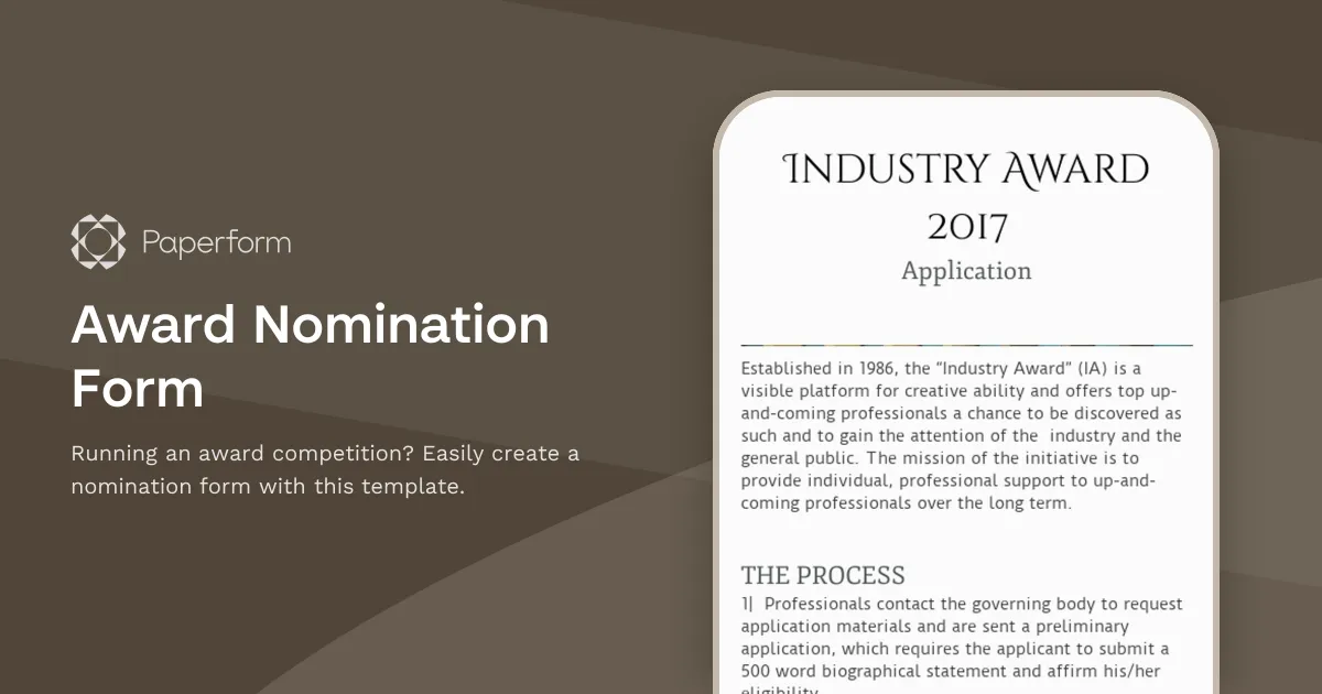Award Nomination Form