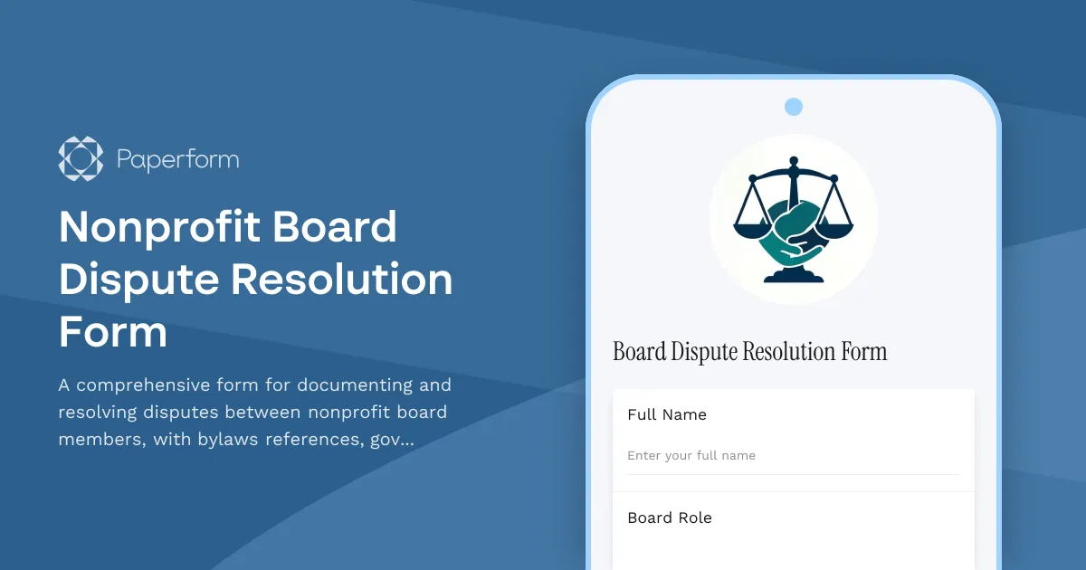 Nonprofit Board Dispute Resolution Form
