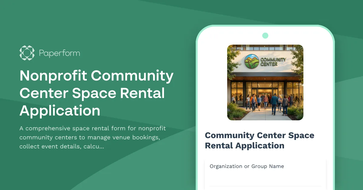 Nonprofit Community Center Space Rental Application