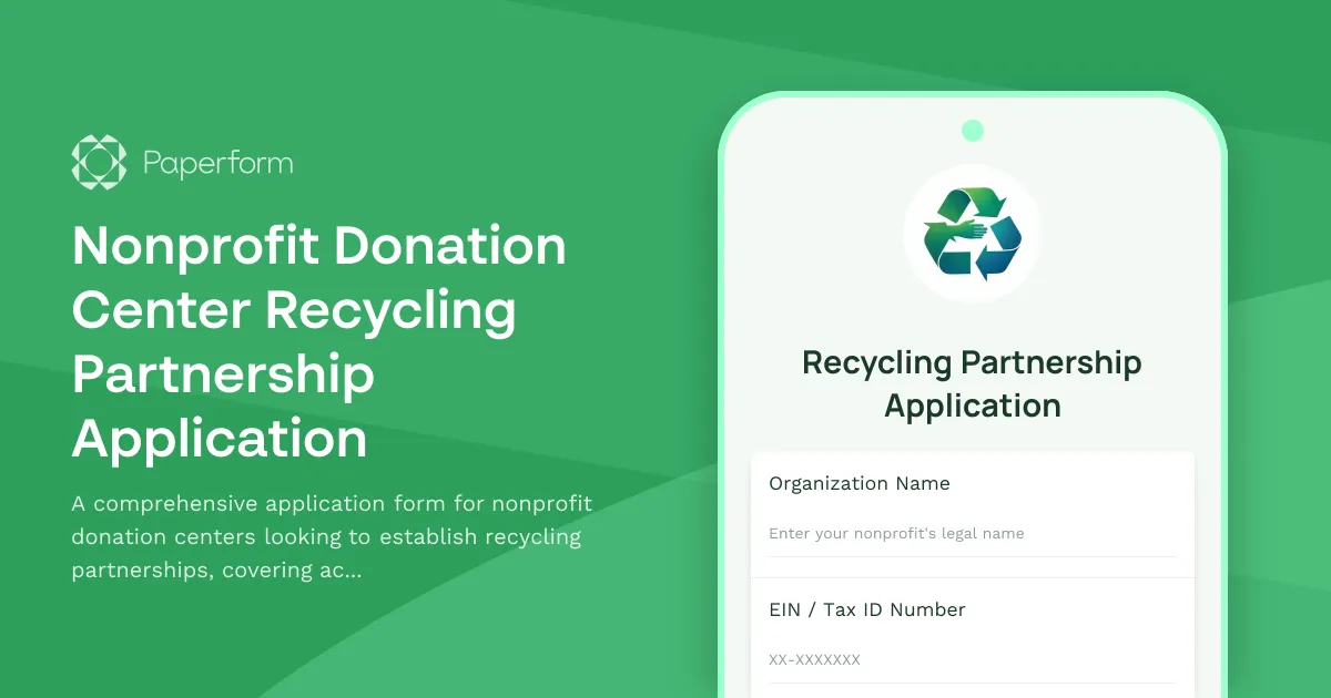 Nonprofit Donation Center Recycling Partnership Application