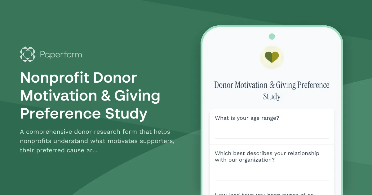 Nonprofit Donor Motivation & Giving Preference Study