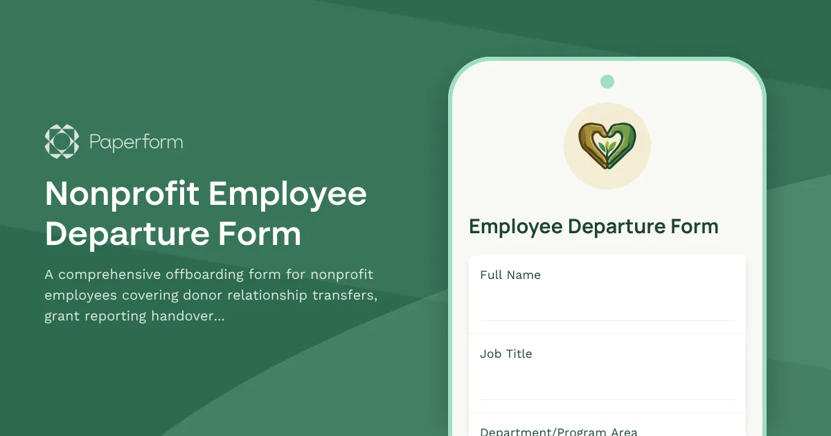 Nonprofit Employee Departure Form