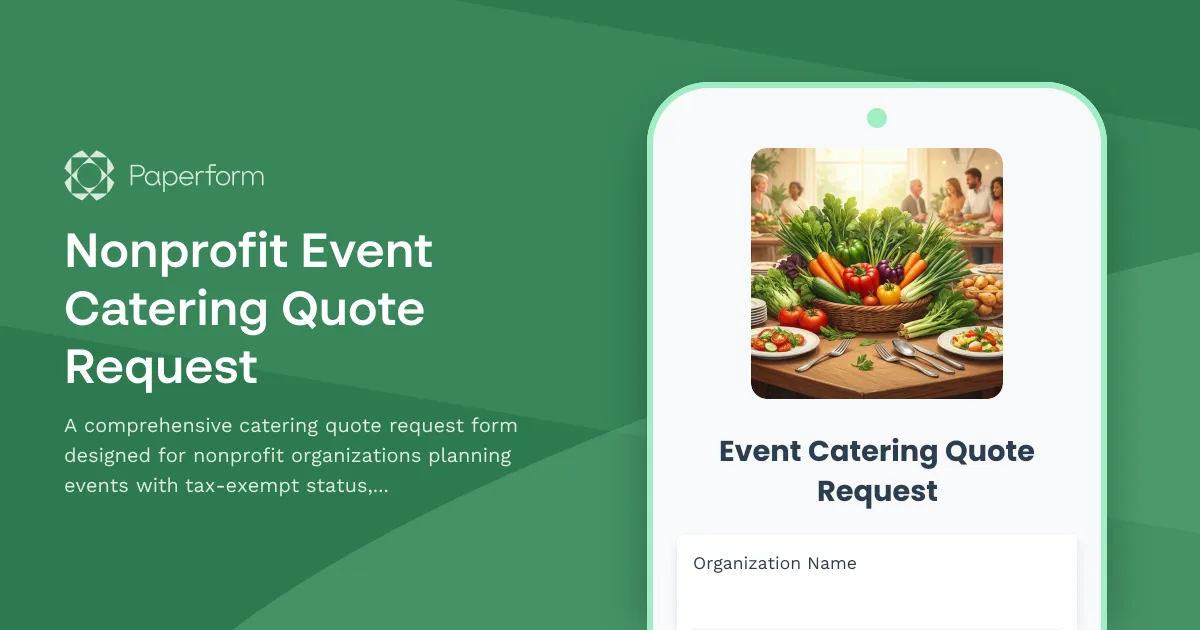 Nonprofit Event Catering Quote Request