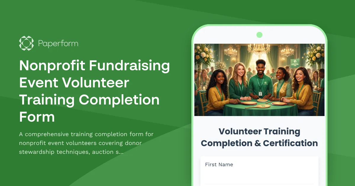 Nonprofit Fundraising Event Volunteer Training Completion Form