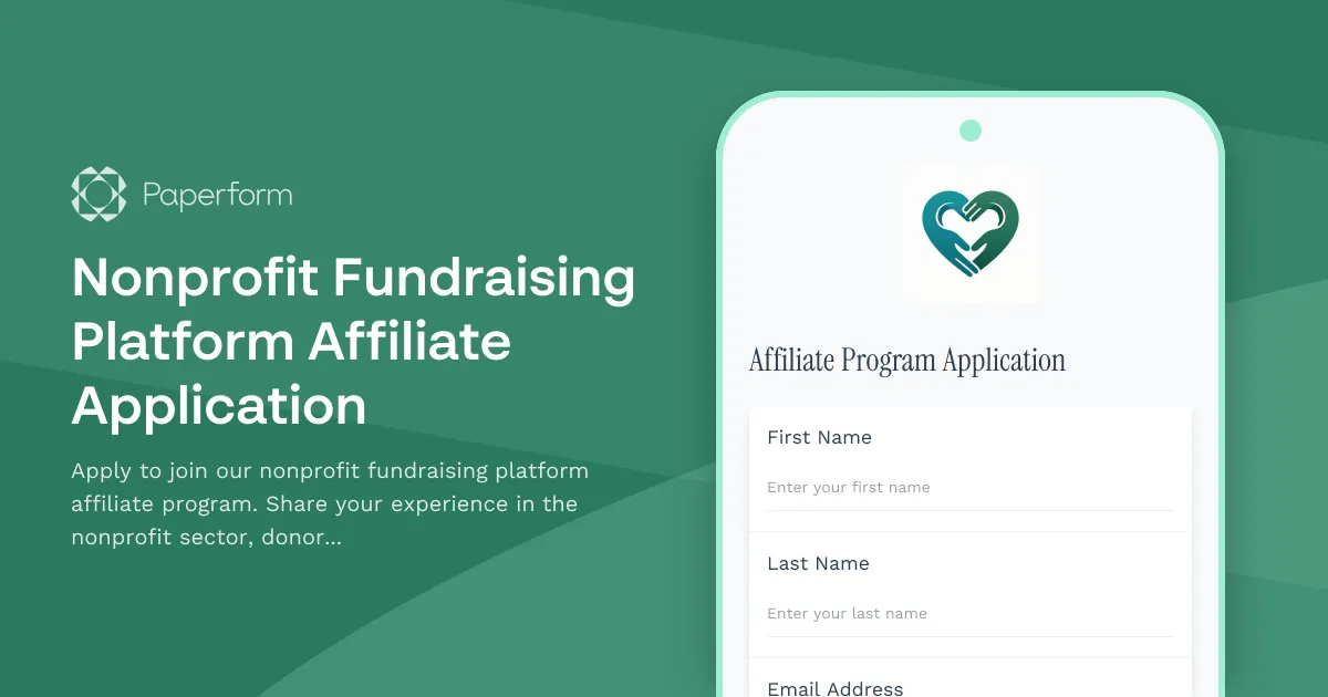 Nonprofit Fundraising Platform Affiliate Application