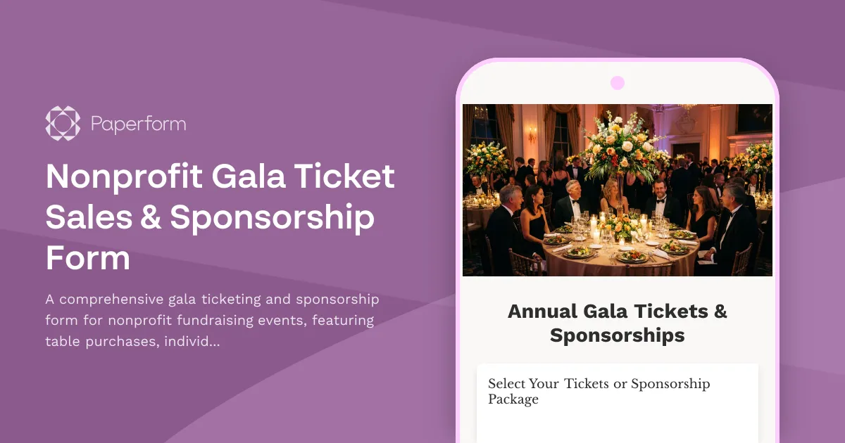 Nonprofit Gala Ticket Sales & Sponsorship Form
