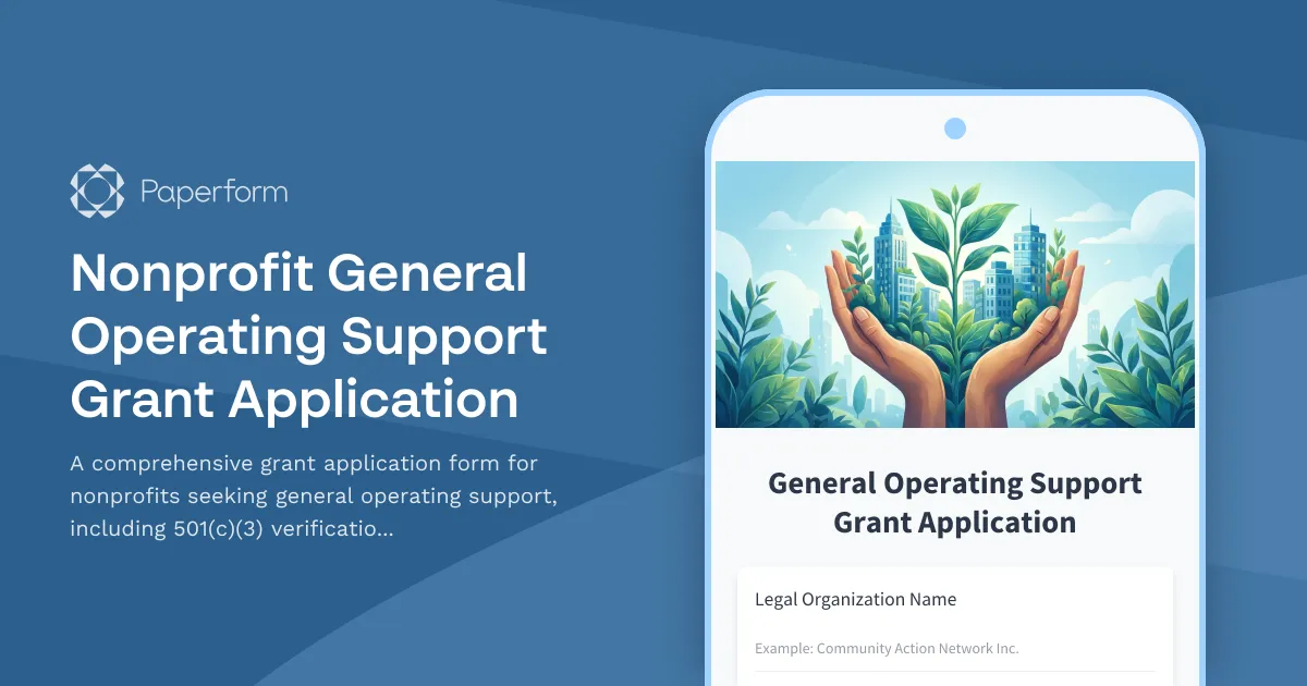 Nonprofit General Operating Support Grant Application