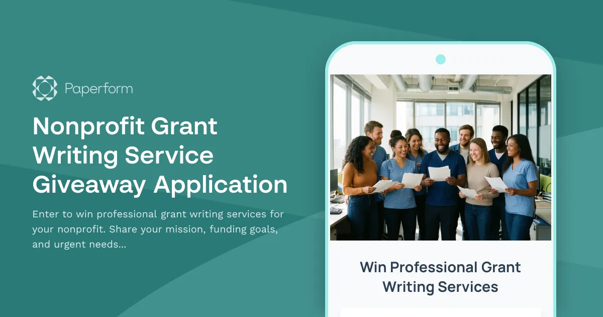 Nonprofit Grant Writing Service Giveaway Application
