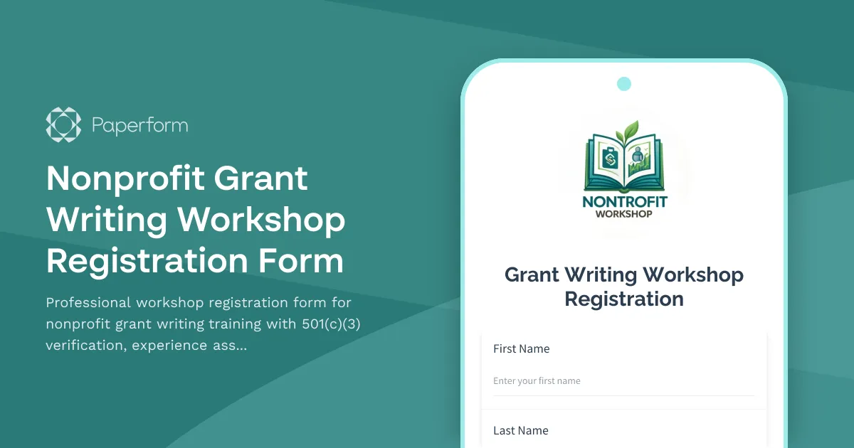 Nonprofit Grant Writing Workshop Registration Form
