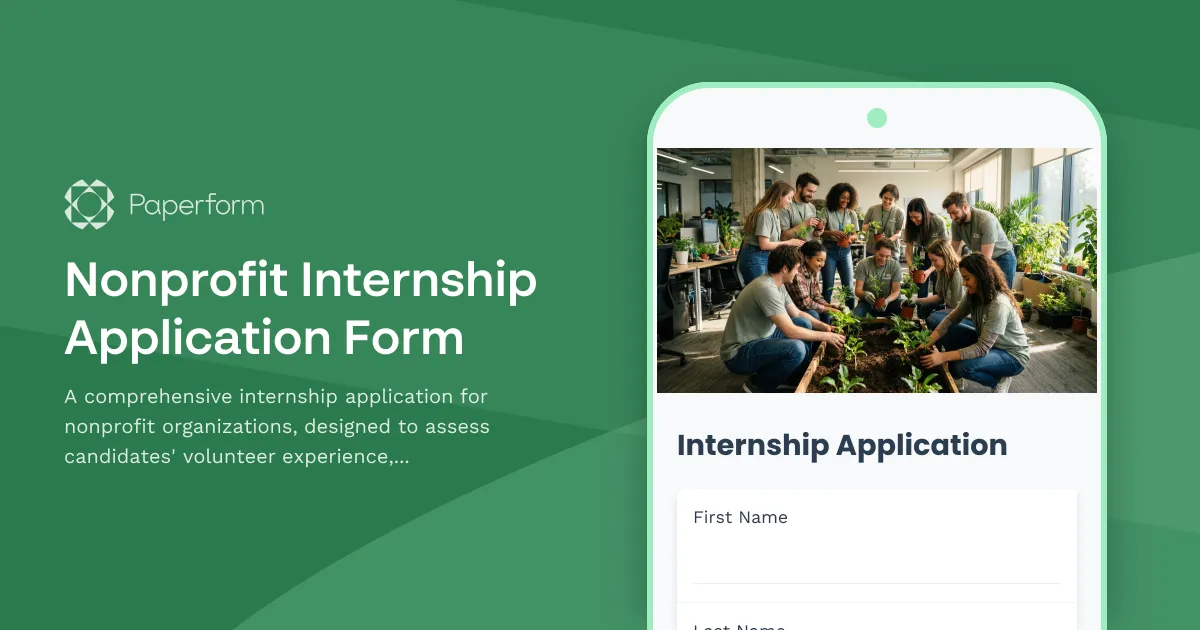 Nonprofit Internship Application Form