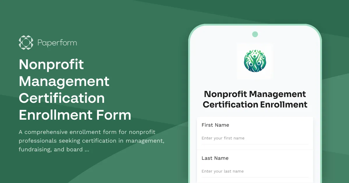 Nonprofit Management Certification Enrollment Form