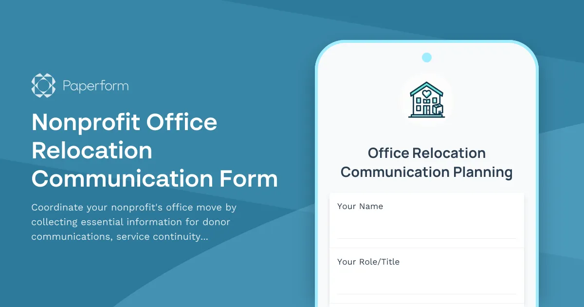 Nonprofit Office Relocation Communication Form