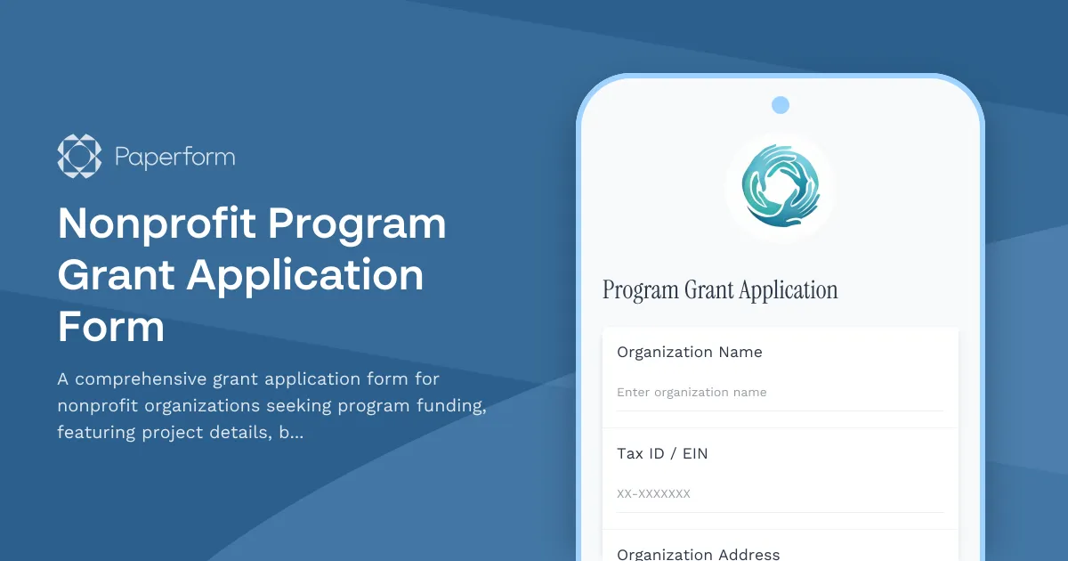 Nonprofit Program Grant Application Form