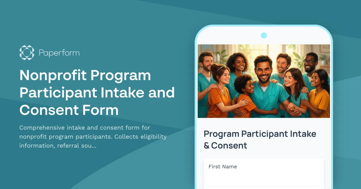 Nonprofit Program Participant Intake and Consent Form