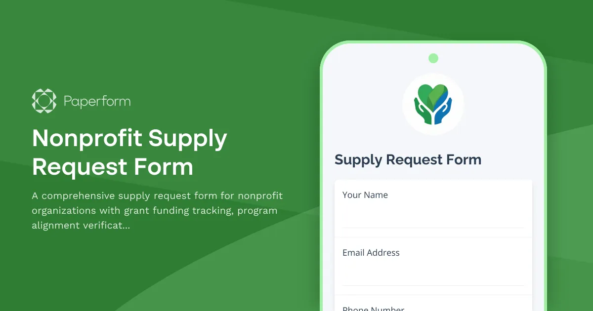 Nonprofit Supply Request Form