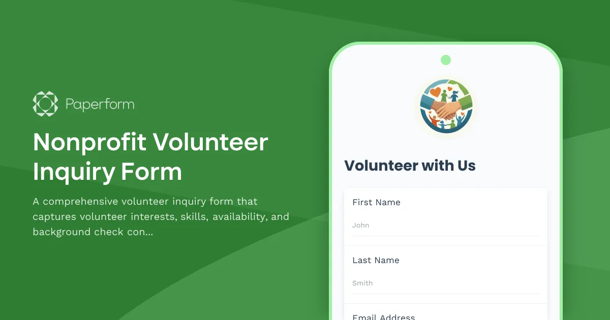 Nonprofit Volunteer Inquiry Form