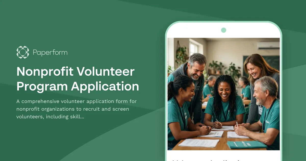 Nonprofit Volunteer Program Application