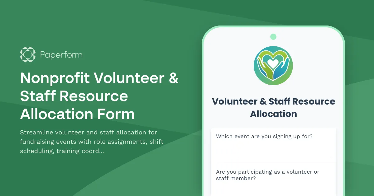 Nonprofit Volunteer & Staff Resource Allocation Form