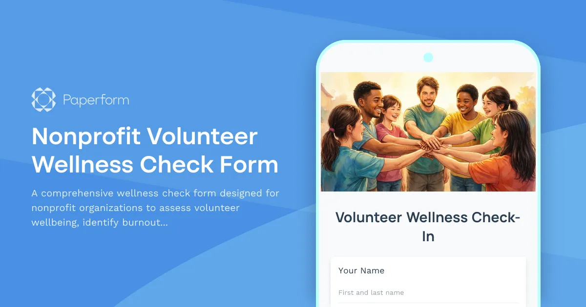 Nonprofit Volunteer Wellness Check Form