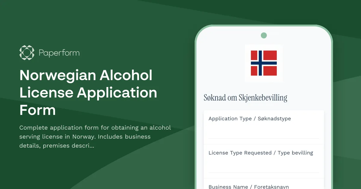 Norwegian Alcohol License Application Form
