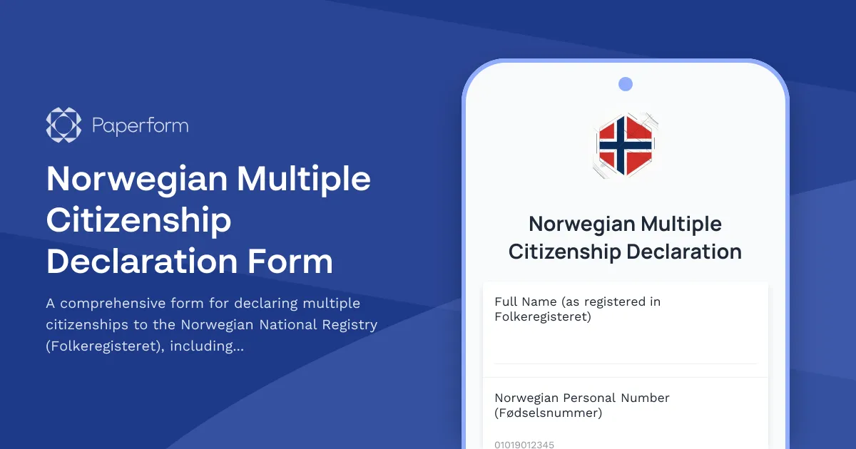 Norwegian Multiple Citizenship Declaration Form