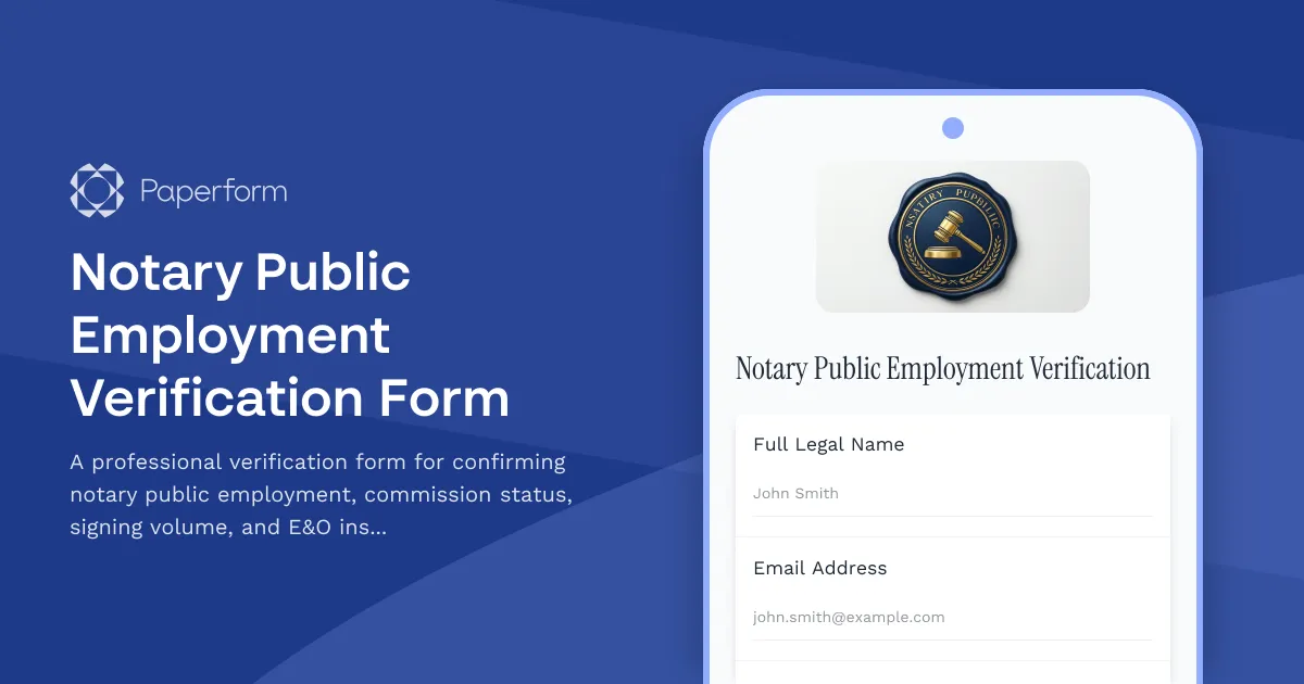 Notary Public Employment Verification Form