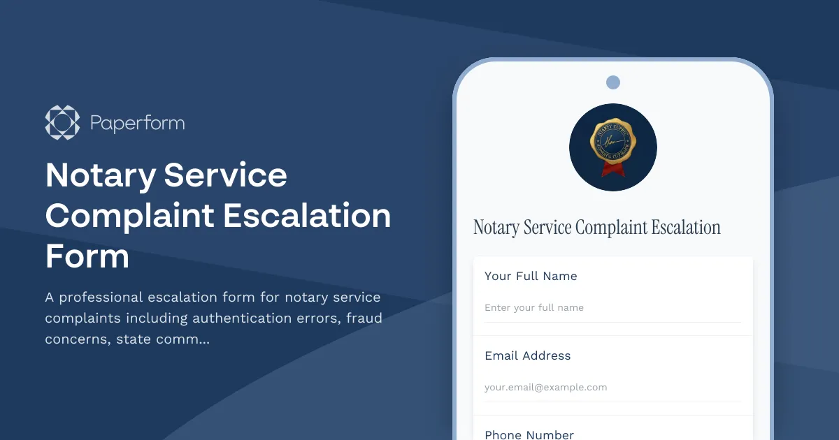 Notary Service Complaint Escalation Form