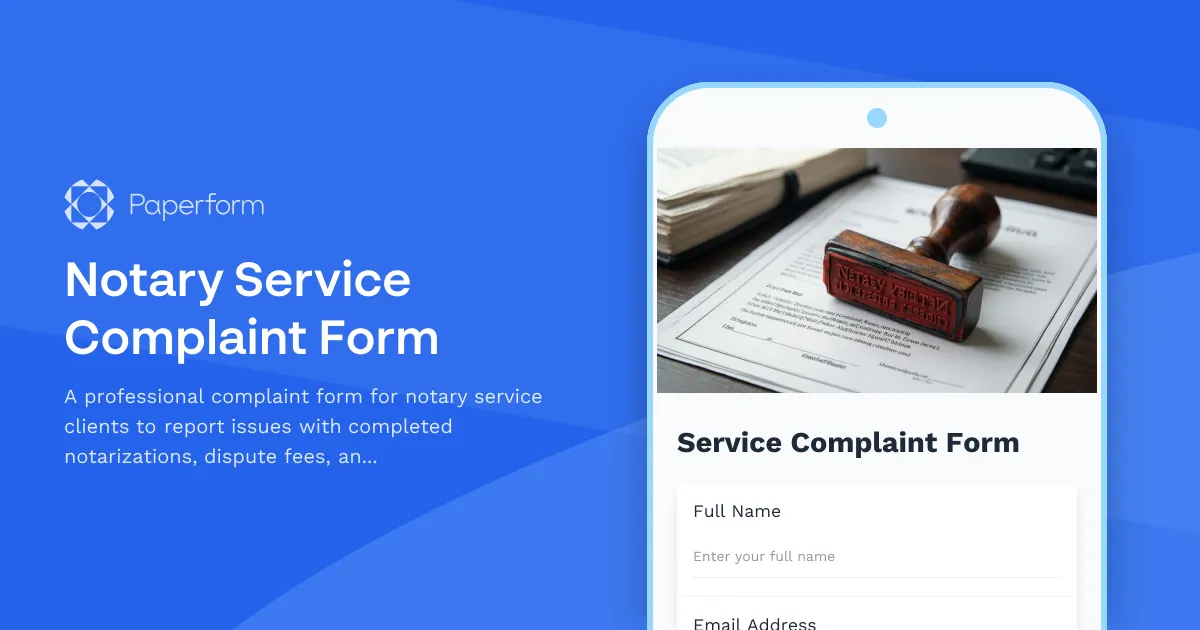 Notary Service Complaint Form