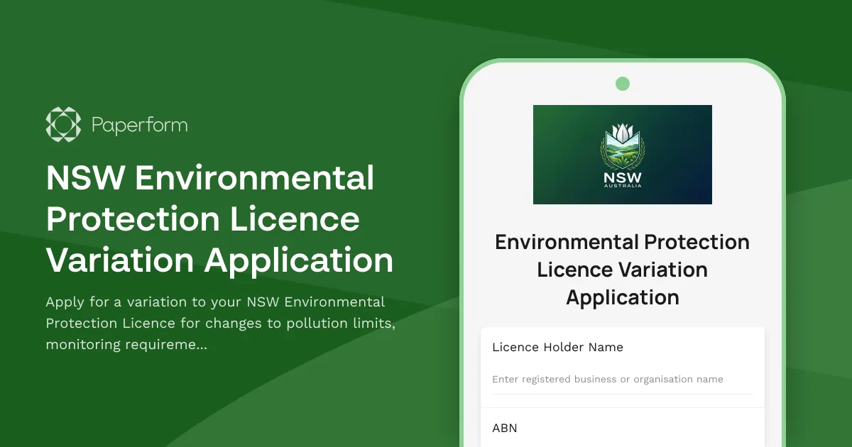 NSW Environmental Protection Licence Variation Application