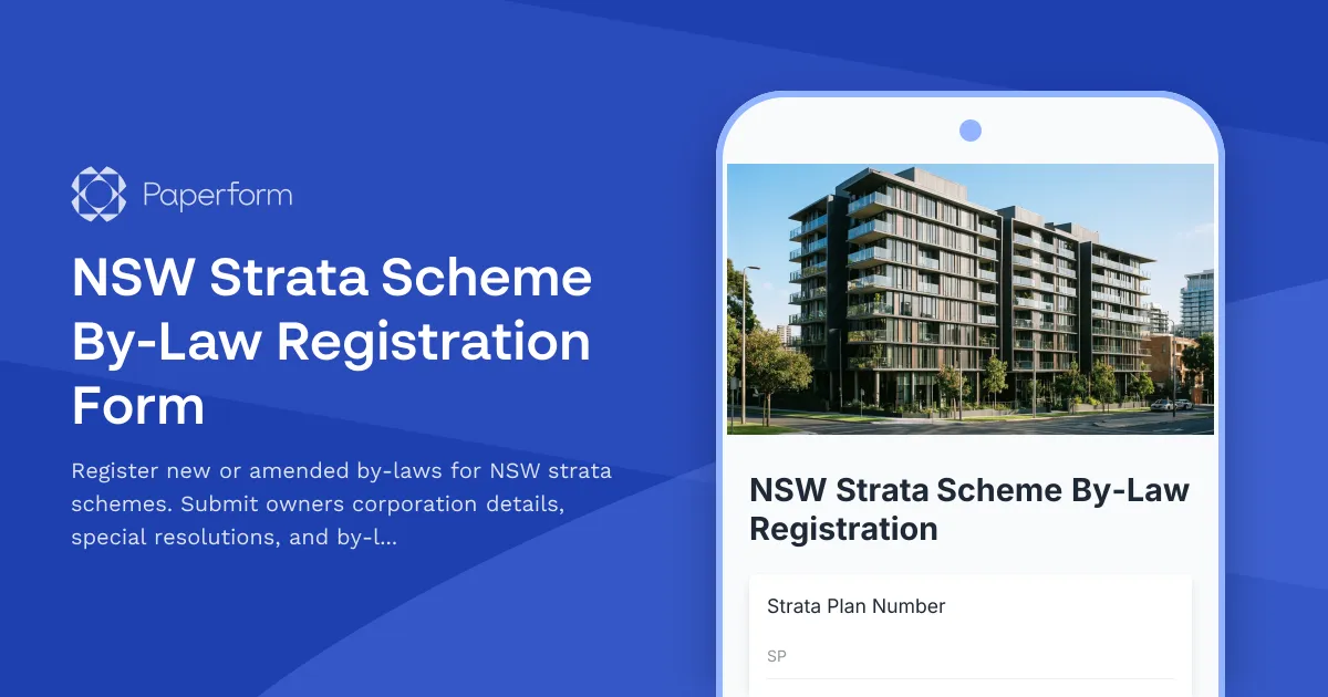 NSW Strata Scheme By-Law Registration Form