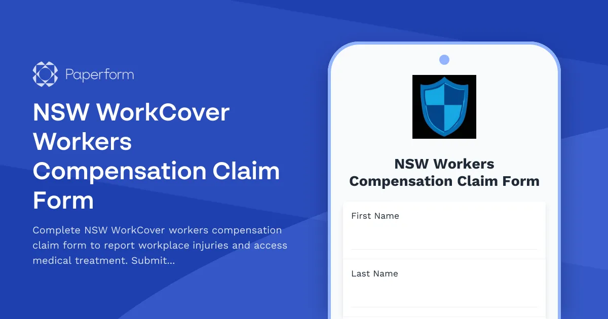 NSW WorkCover Workers Compensation Claim Form