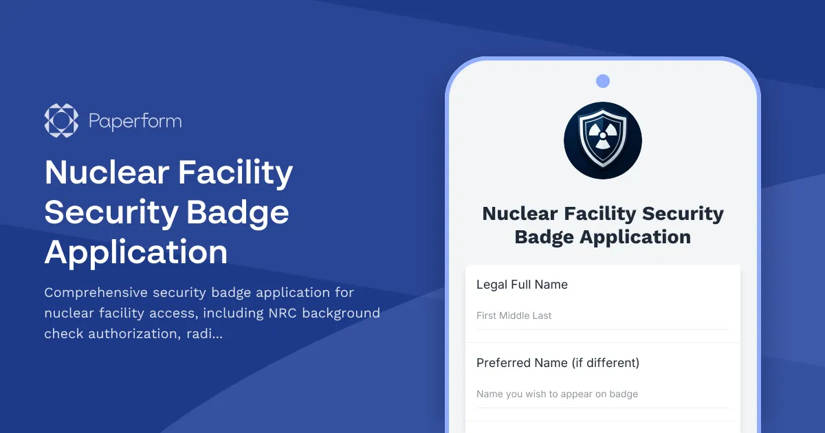 Nuclear Facility Security Badge Application
