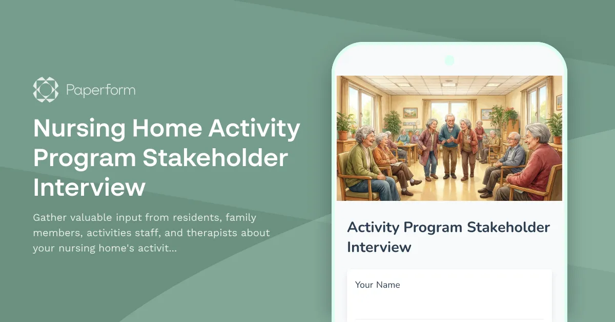 Nursing Home Activity Program Stakeholder Interview
