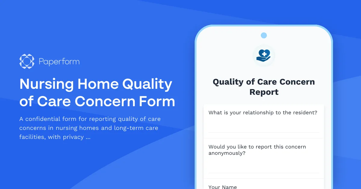 Nursing Home Quality of Care Concern Form