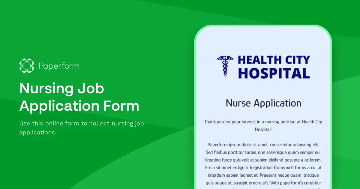 Nursing Job Application Form