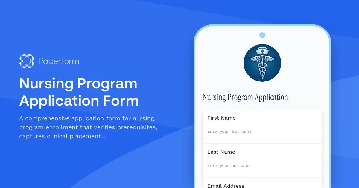 Nursing Program Application Form
